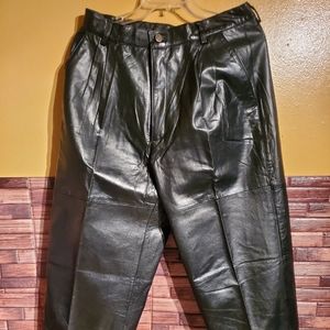 BAGAZIO MENS 100% LEATHER BLACK PANTS - 3 pockets - 32 × 27 1/2